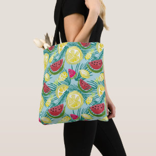 Bolsa Tote Frutas Diversas de Verão Melancia Abacaxi Lemons