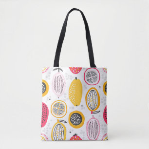 Bolsa Tote Frutas Exóticas Desenhadas à Mão: Verão de Vintage