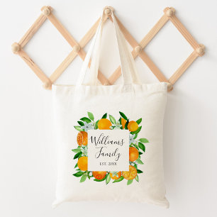 Bolsa Tote Frutas laranja e flores Floral botânico de verão