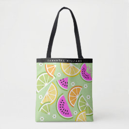 Bolsa Tote Frutas Tropicais Personalizadas de Verão