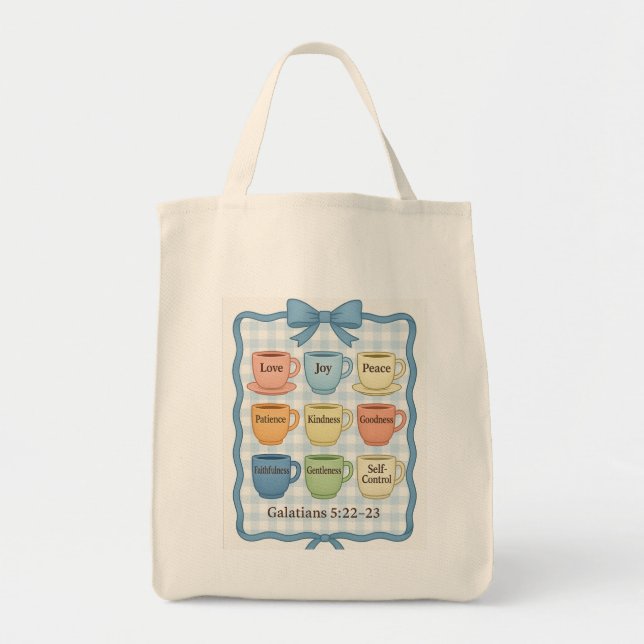Bolsa Tote Fruto azul do Espírito (Frente)
