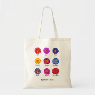 Bolsa Tote Fruto do espírito Com Zinnias 