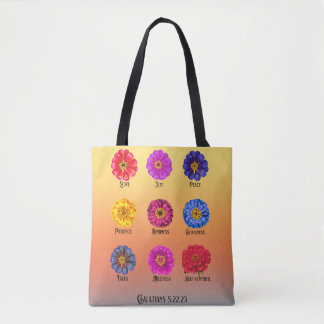 Bolsa Tote Fruto do espírito Com Zinnias 