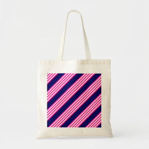 Bolsa Tote Fuchsia e padrão de cinco faixas brancas com azul