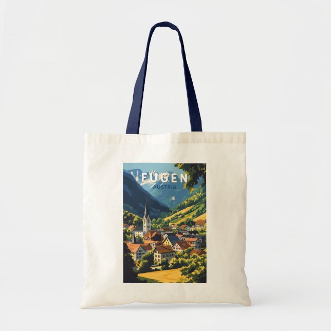 Bolsa Tote Fugen Austria Illustration Viagem Art Vintage (Frente)