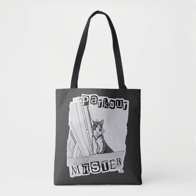 Bolsa Tote Fun Active Parkour Master Punk Kitty Design (Frente)