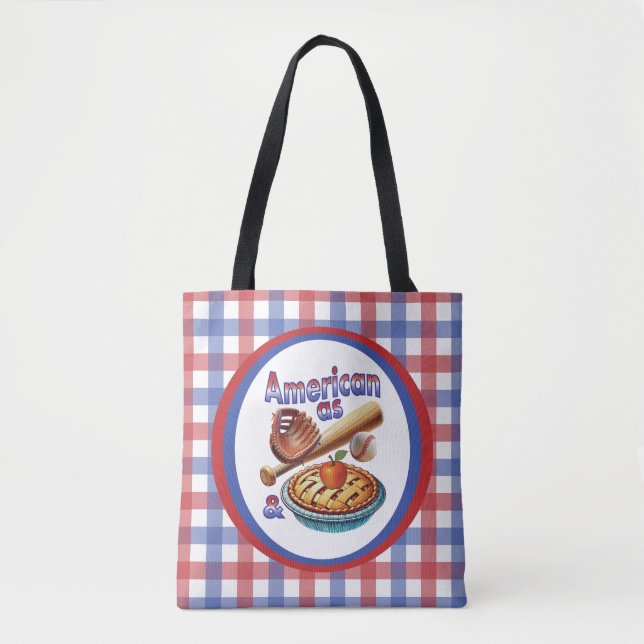 Bolsa Tote Fun American as Baseball & Apple Pie  (Frente)