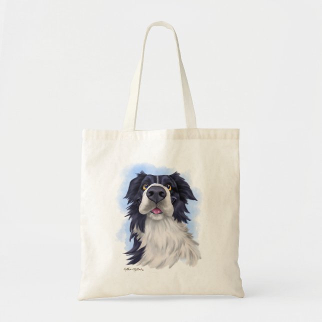 Bolsa Tote Fun Boarder Collie Cartoon  (Frente)