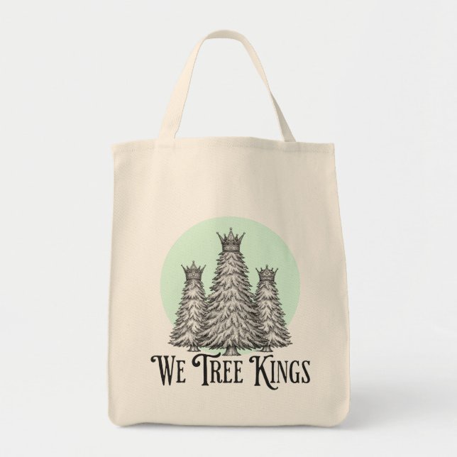 Bolsa Tote Fun We Three Kings pun tree tote bag (Frente)