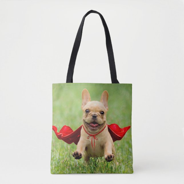 Bolsa Tote Funcionamentos bonitos do super-herói do buldogue (Frente)