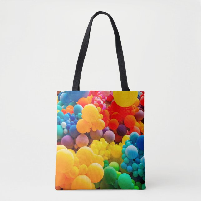 Bolsa Tote Fundo abstrato brilhante do embaraço do arco-íris (Frente)