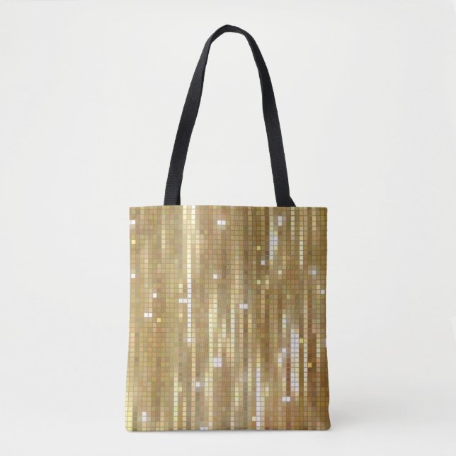 Bolsa Tote Fundo abstrato de ouro brilhante com vidros (Frente)