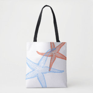 Bolsa Tote Fundo alaranjado/azul de PixDezines da estrela do