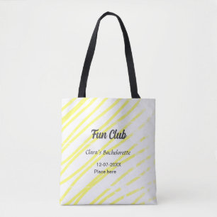 Bolsa Tote fundo amarelo de linhas para despedida de solteira