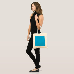 Bolsa Tote Fundo Azul Ciano Sólido Estilo Minimalista de Ve