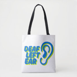 Bolsa Tote fundo branco de ouvido esquerdo surdo