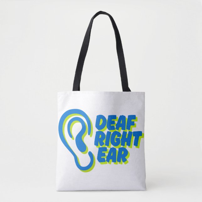 Bolsa Tote fundo branco de ouvido surdo (Frente)