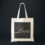 Bolsa Tote Fundo Cinza Elegante Amor Casamento<br><div class="desc">Você pode facilmente alterar as fontes e cores. Você também pode adicionar seu logotipo e imagem de fundo como desejar.</div>