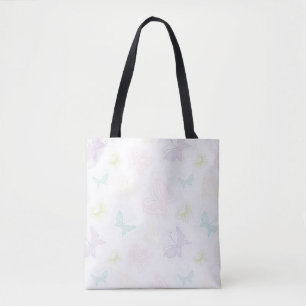 Bolsa Tote Fundo com as borboletas na aguarela