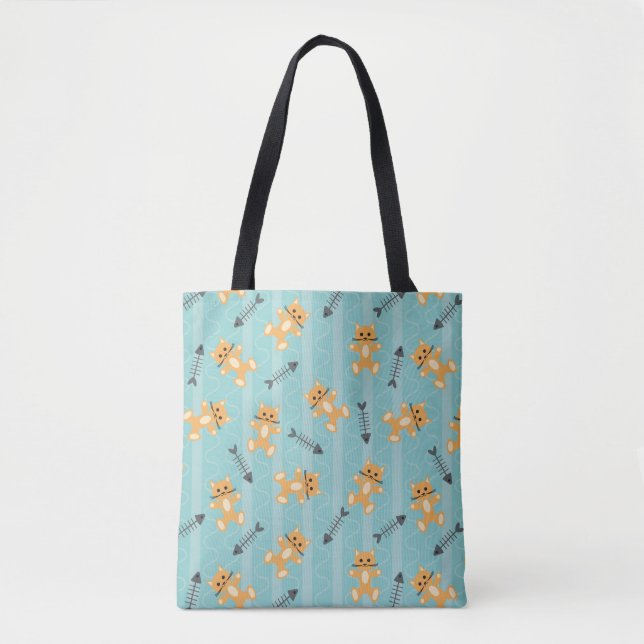 Bolsa Tote fundo com gatos (Frente)