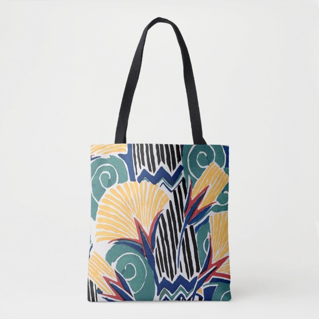 Bolsa Tote Fundo com padrão de flores estéticas (Frente)