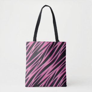 Bolsa Tote Fundo cor-de-rosa da listra da zebra