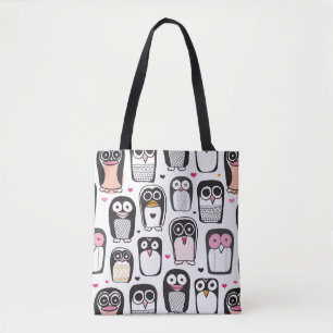 Bolsa Tote fundo da ilustração do pássaro do pinguim