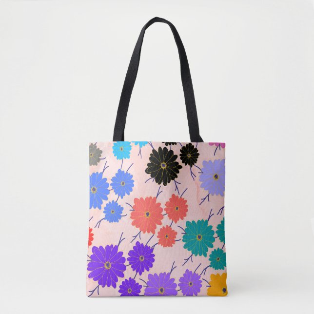 Bolsa Tote fundo de abstrato com aquarela com flores design (Frente)