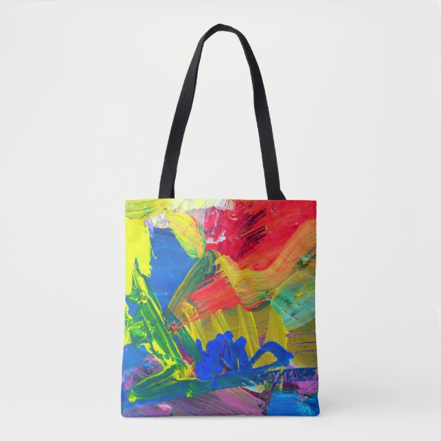 Bolsa Tote fundo de abstrato. Fundo pintado à mão.  (Frente)