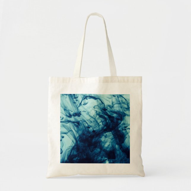 Bolsa Tote fundo de fumo líquido abstrato azul (Frente)