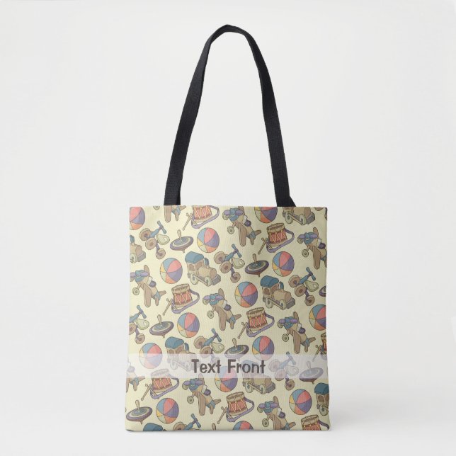 Bolsa Tote Fundo de Ícones de Brinquedos (Frente)