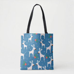 Bolsa Tote Fundo de inverno com veados (padrão sem costura)