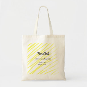 Bolsa Tote fundo de linhas amarelas da festa de solteira do F