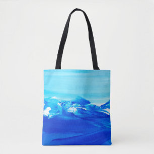 Bolsa Tote fundo de pintura de arte azul abstrato. Arte moder