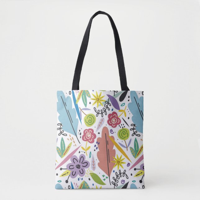 Bolsa Tote Fundo de Primavera de Flores Multicolores (Frente)