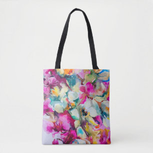 Bolsa Tote fundo decorativo brilhante abstrato. Flo