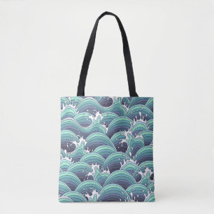 Bolsa Tote Fundo decorativo da onda do mar