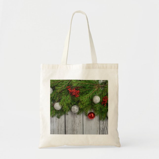 Bolsa Tote Fundo Decorativo de Natal (Frente)