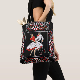 Bolsa Tote Fundo do Bandana do preto do casal da dança