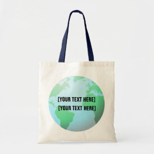 Bolsa Tote Fundo do globo terrestre, adicione seu texto