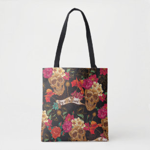 Bolsa Tote Fundo do Morto do Dia das Flores do Crânio