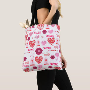 Bolsa Tote Fundo do Namorados de Padrão no Dia 2024 com Coraç