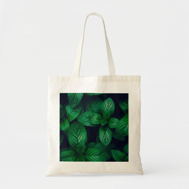 Bolsa Tote Fundo do padrão das folhas verdes da Casa (Frente)