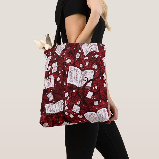 Bolsa Tote Fundo dos Livros Vermelhos (Close Up)