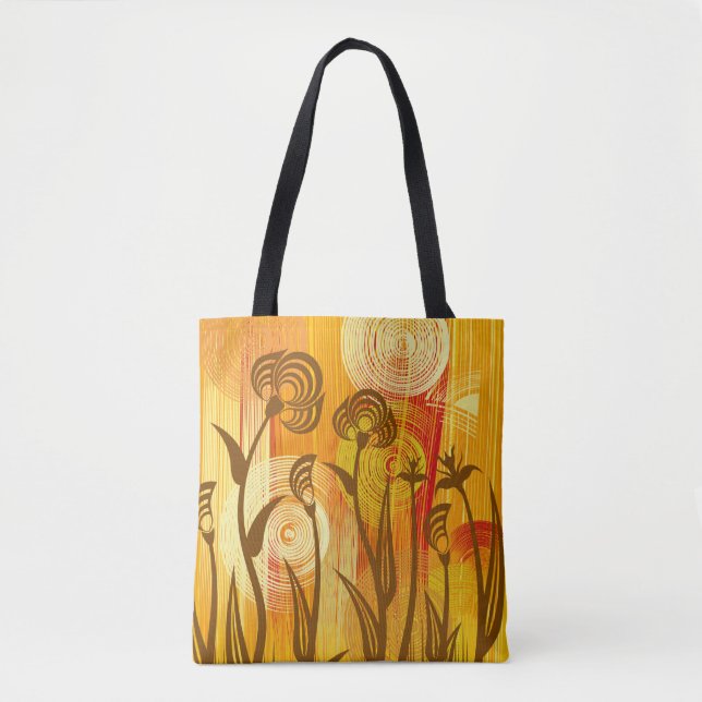 Bolsa Tote Fundo floral laranja (Frente)