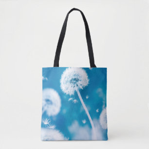 Bolsa Tote Fundo floral natural de verão. Leões brancos