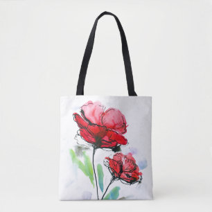 Bolsa Tote Fundo floral pintado abstrato