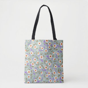 Bolsa Tote Fundo floral ventiço. Padrão floral com sma