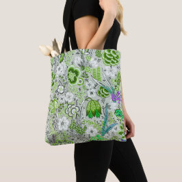 Bolsa Tote Fundo Floral Verde