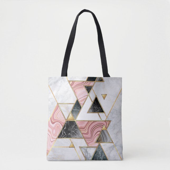 Bolsa Tote fundo geométrico abstrato. Mosai de mármore modern (Frente)